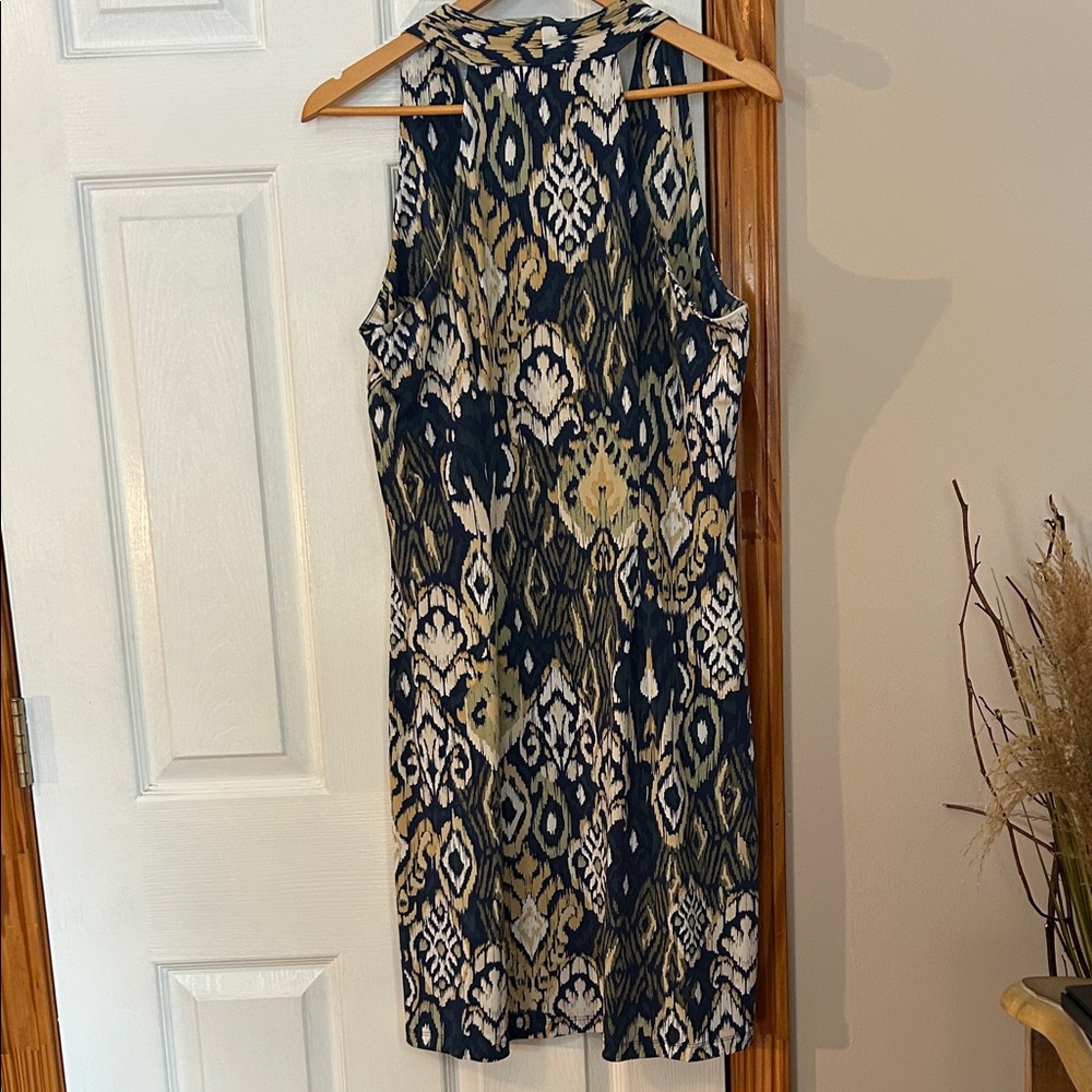 Tommy Bahama Blue and Tan Ikat Midi Dress